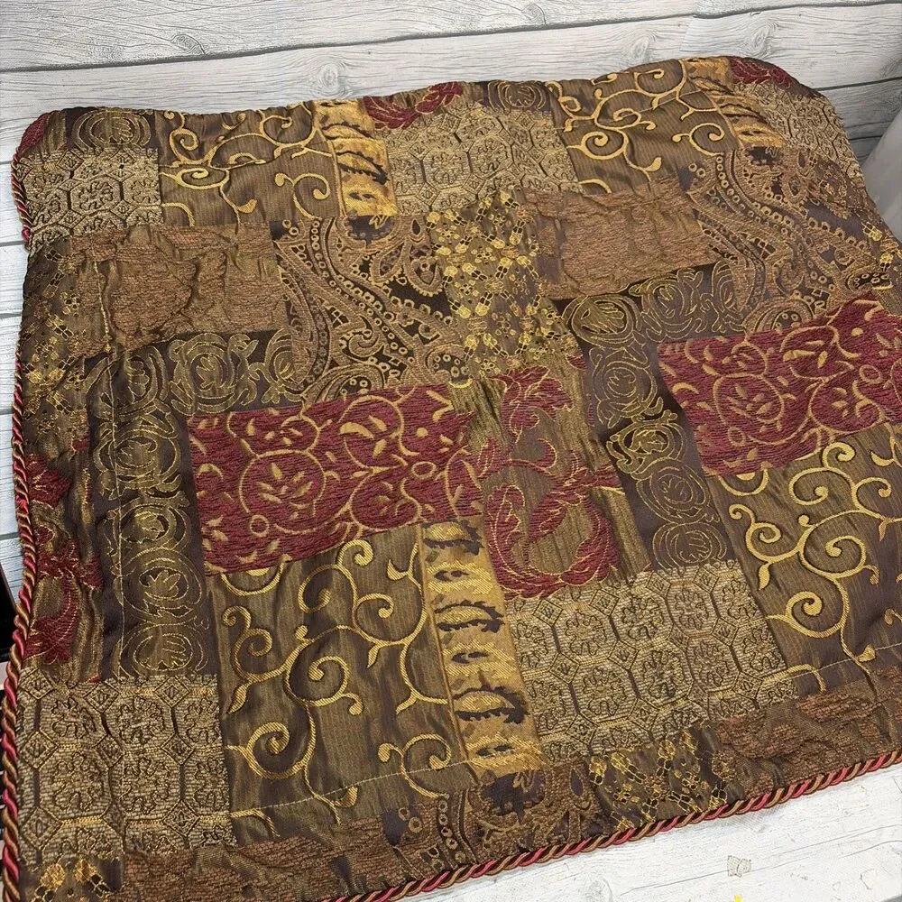 2X Croscill Galleria Patchwork King Pillow Sham Jacquard Twist Cord Trim Elegant